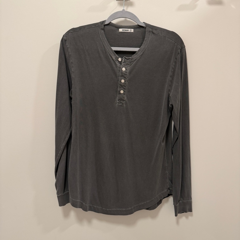Buck Mason Charcoal Long Sleeve Henley